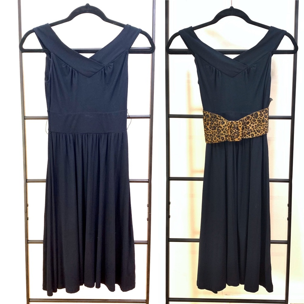 GUESS Classic Black Sundress w/ Leopard Print Belt